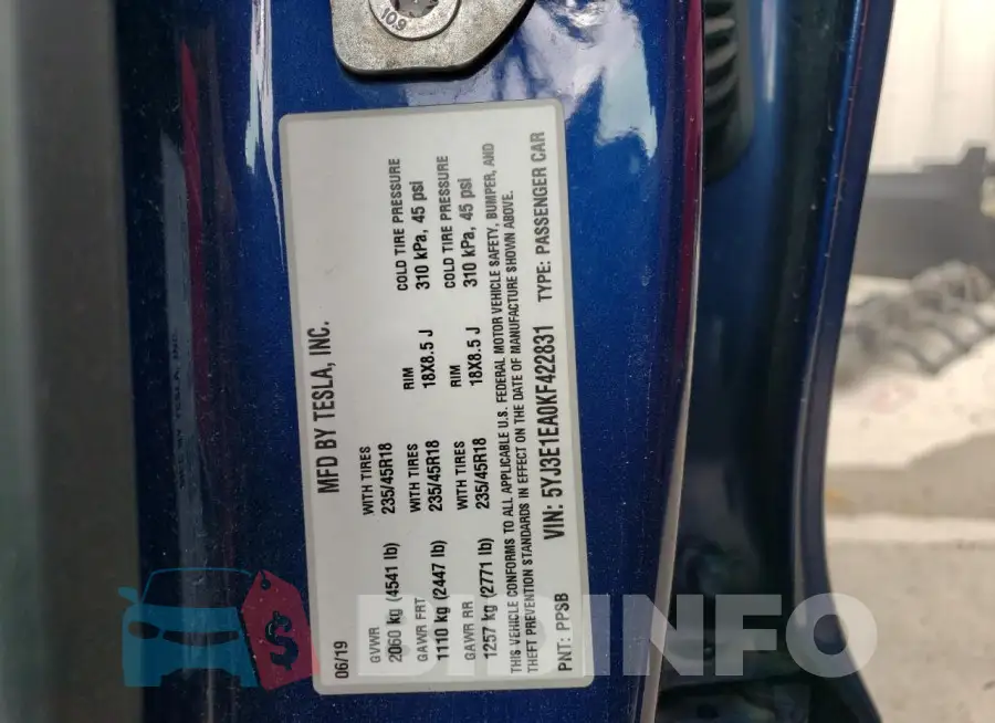 5YJ3E1EA0KF422831 Photo# 13