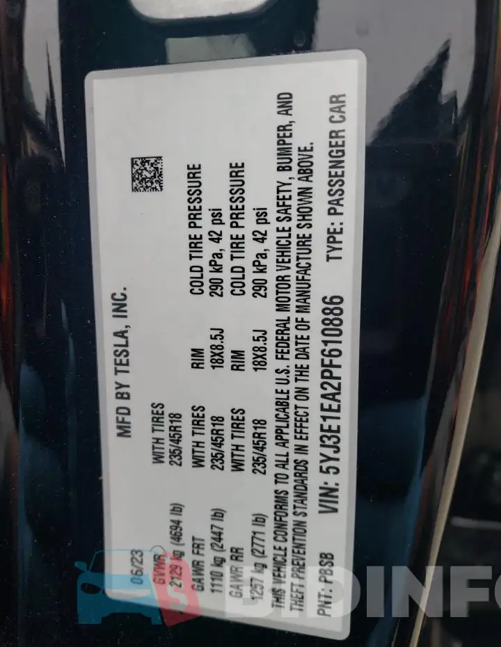 5YJ3E1EA2PF610886 Photo# 12