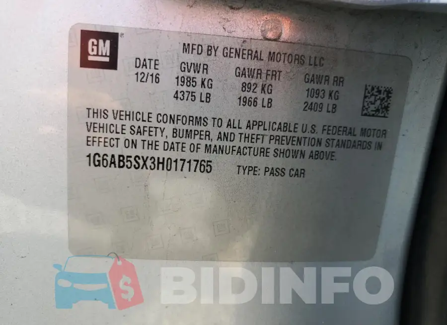 1G6AB5SX3H0171765 Photo# 12