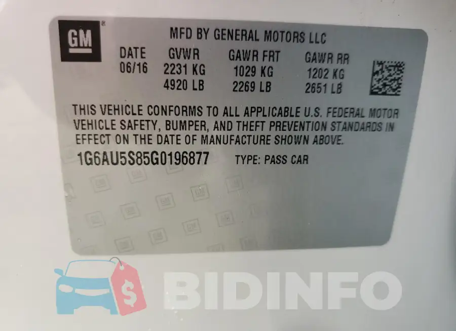 1G6AU5S85G0196877 Photo# 12