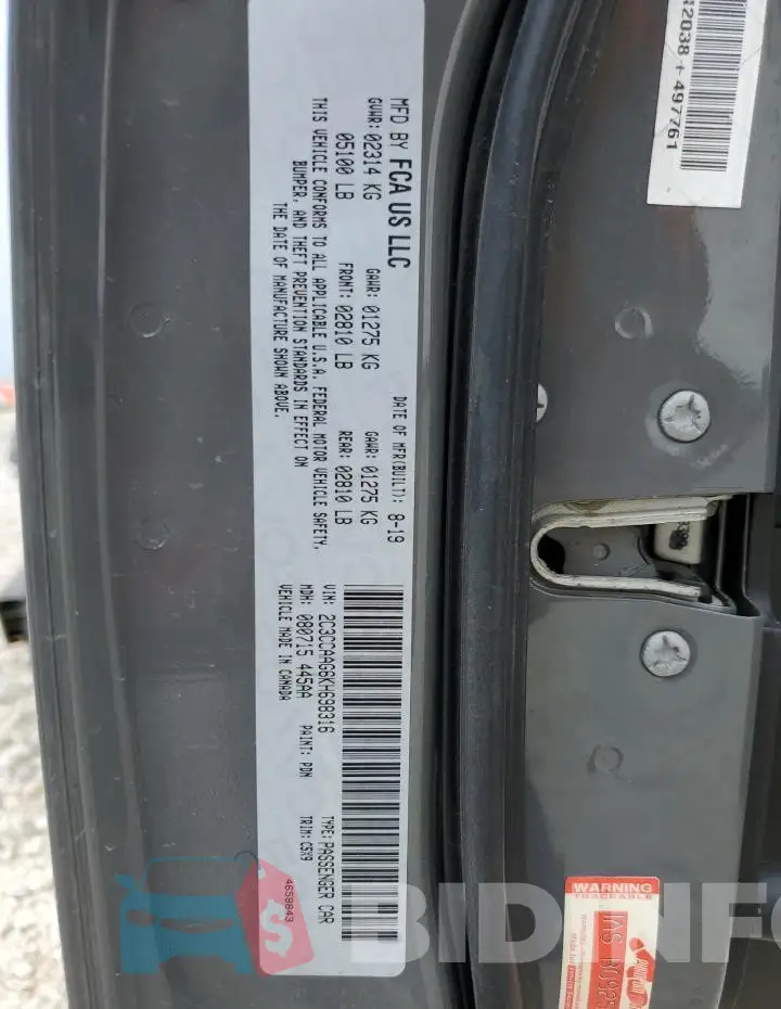 2C3CCAAG6KH698316 Photo# 12