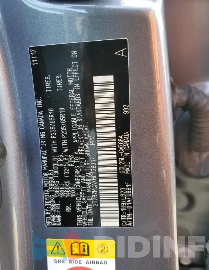 2T2BZMCAXHC128317 Photo# 14