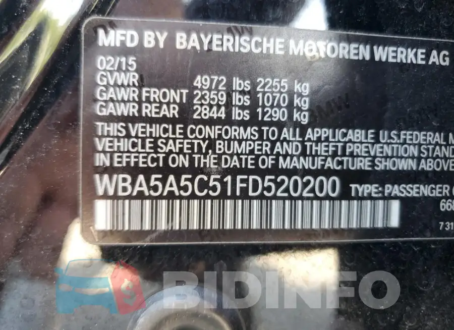 WBA5A5C51FD520200 Photo# 12