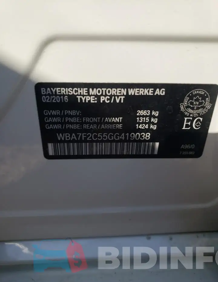 WBA7F2C55GG419038 Photo# 12
