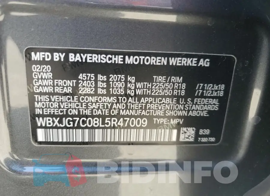 WBXJG7C08L5R47009 Photo# 13