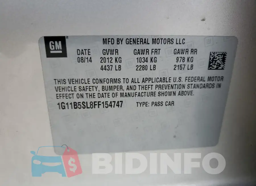 1G11B5SL8FF154747 Photo# 12