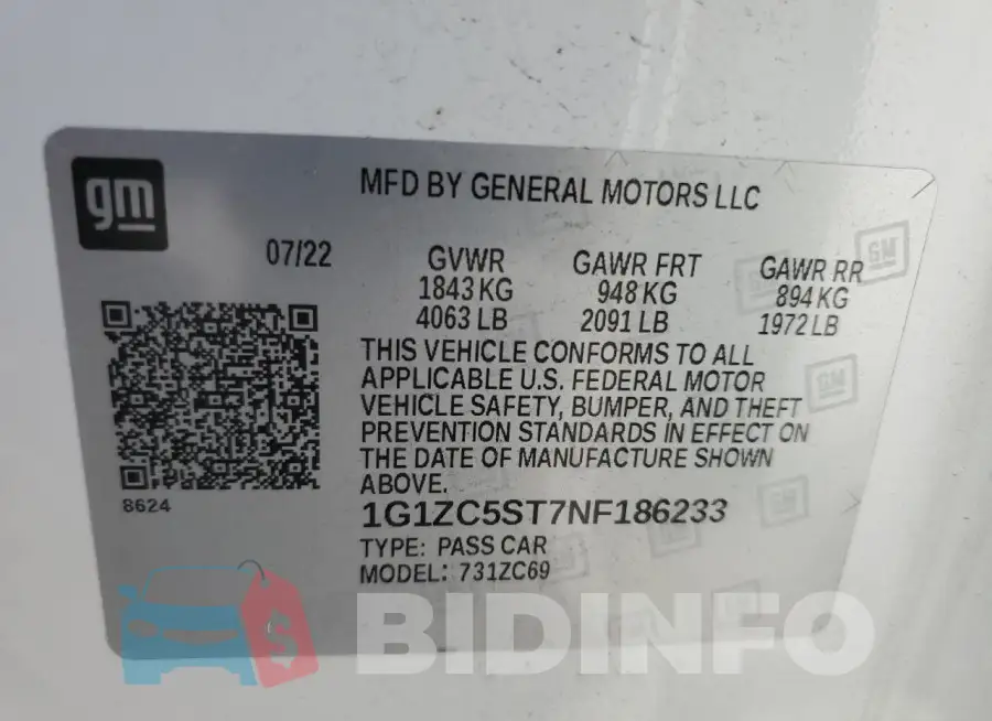 1G1ZC5ST7NF186233 Photo# 12
