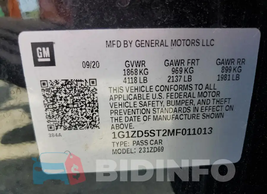 1G1ZD5ST2MF011013 Photo# 12