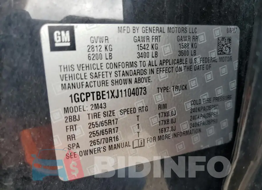 1GCPTBE1XJ1104073 Photo# 12