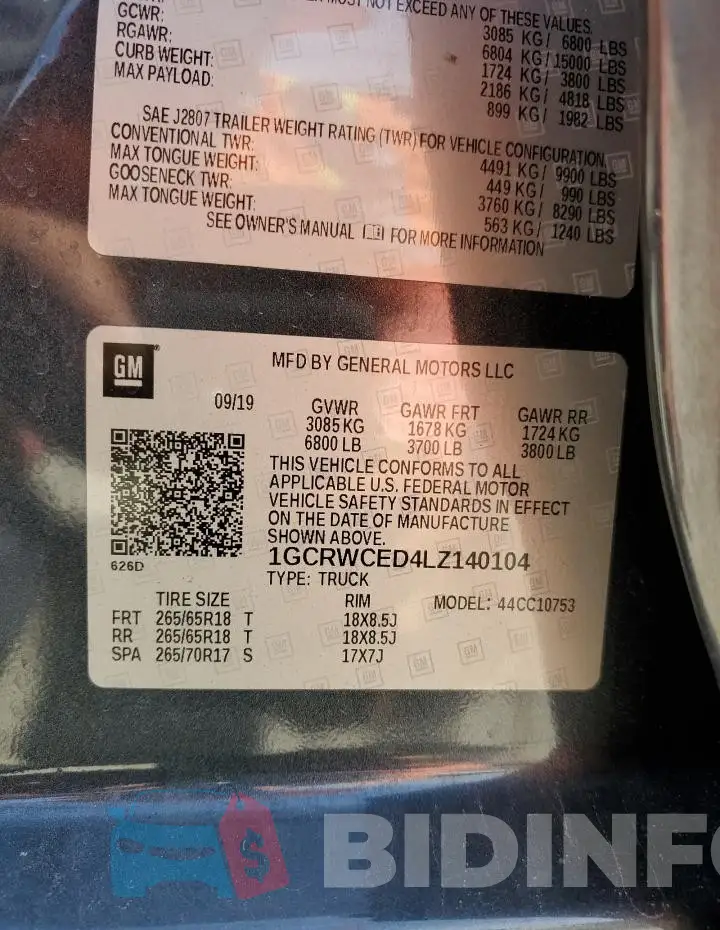 1GCRWCED4LZ140104 Photo# 13