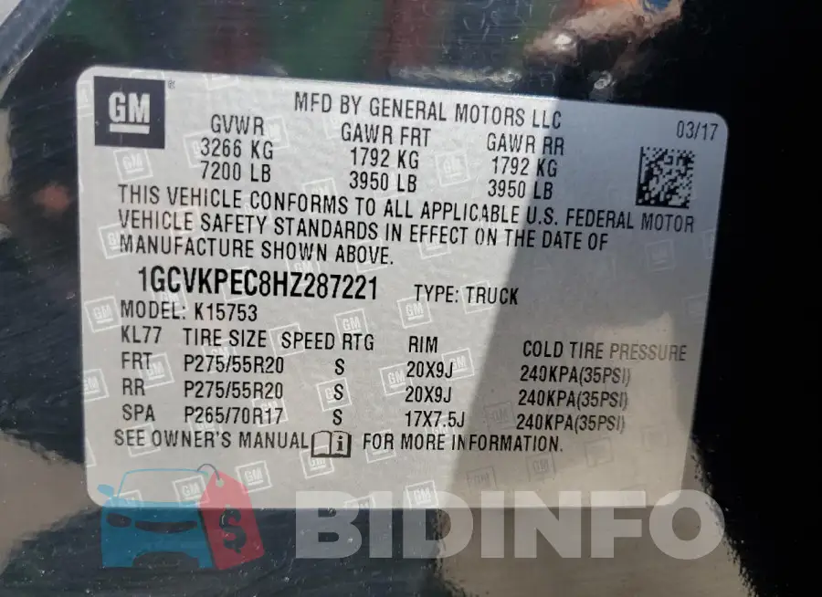 1GCVKPEC8HZ287221 Photo# 13
