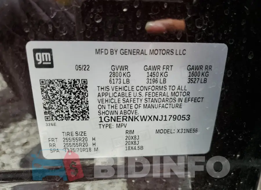 1GNERNKWXNJ179053 Photo# 13