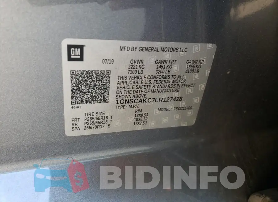 1GNSCAKC7LR127428 Photo# 13
