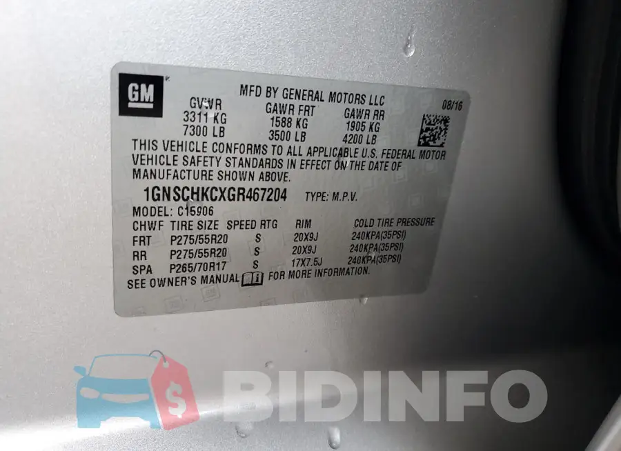 1GNSCHKCXGR467204 Photo# 13