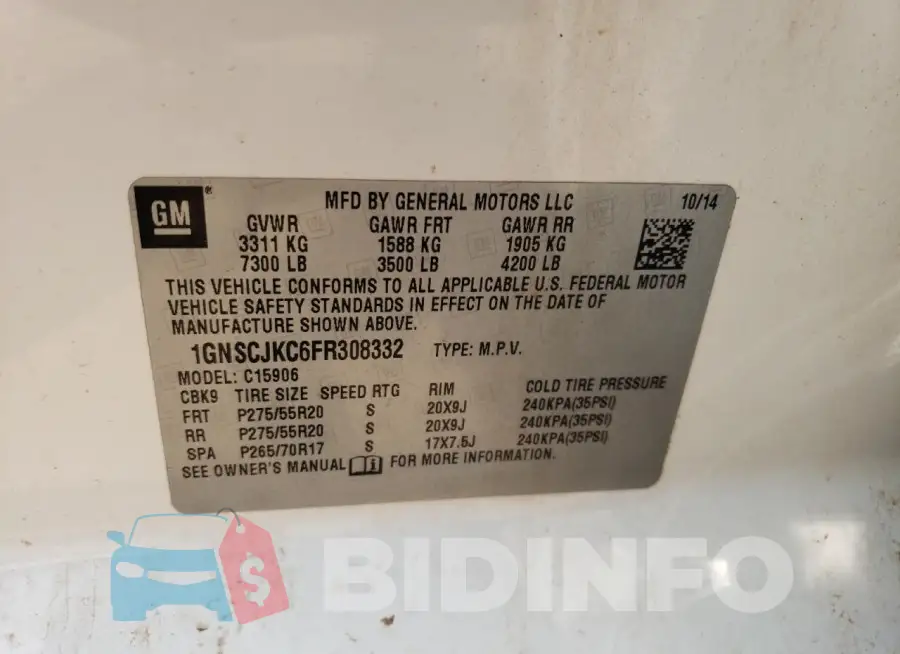 1GNSCJKC6FR308332 Photo# 13