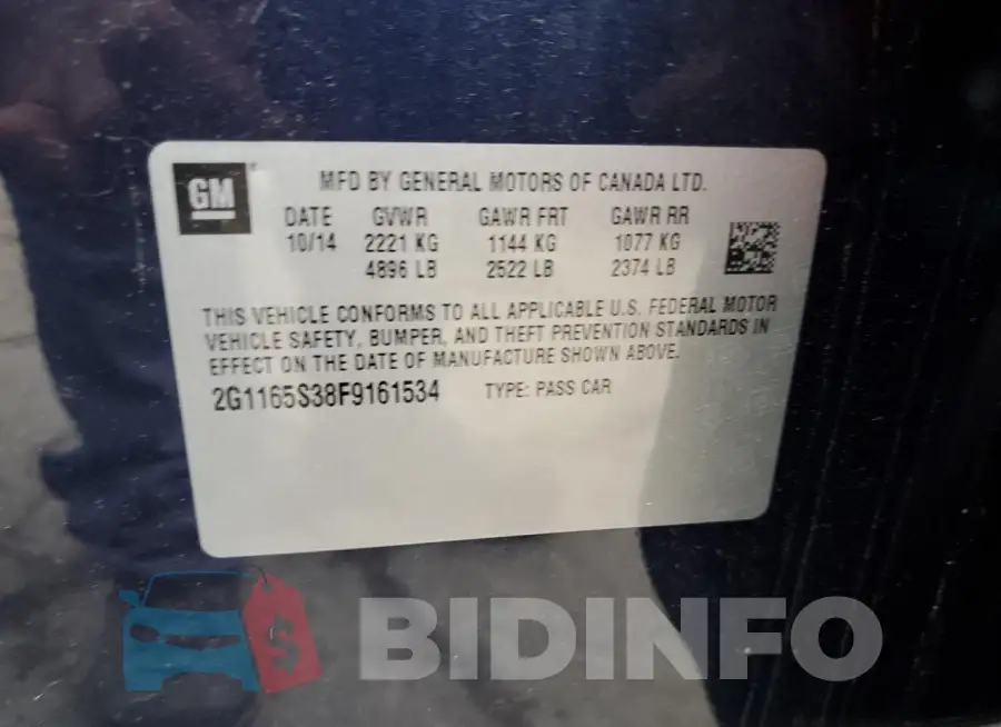 2G1165S38F9161534 Photo# 12