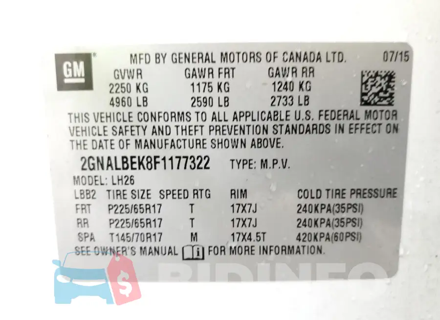 2GNALBEK8F1177322 Photo# 13