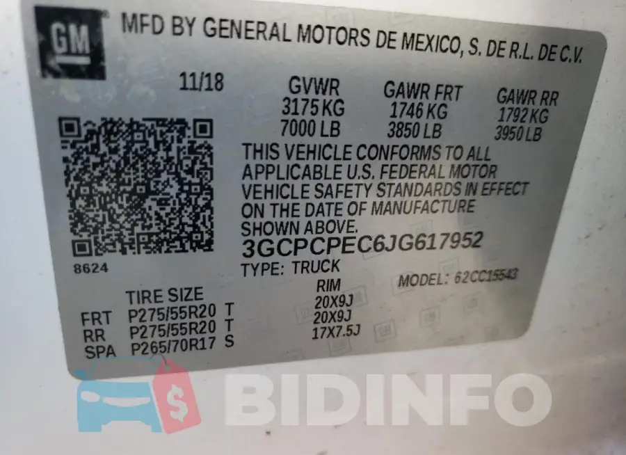 3GCPCPEC6JG617952 Photo# 13