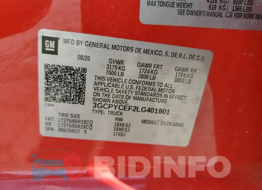 3GCPYCEF2LG401801 Photo# 12