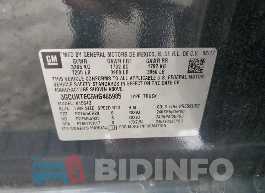 3GCUKTEC5HG485985 Photo# 12