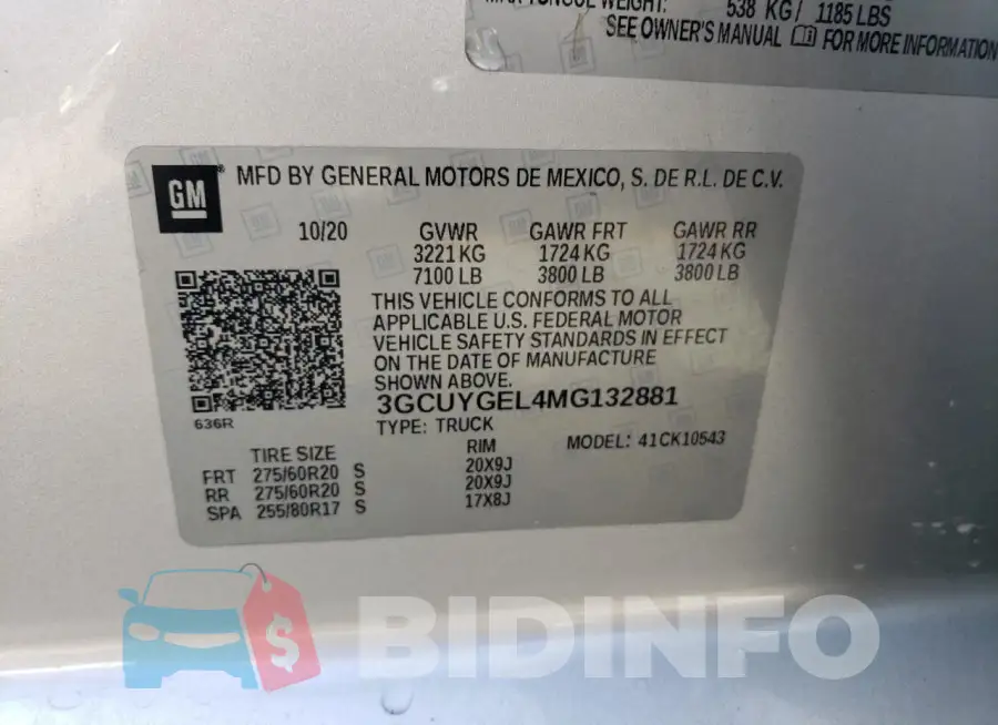 3GCUYGEL4MG132881 Photo# 13
