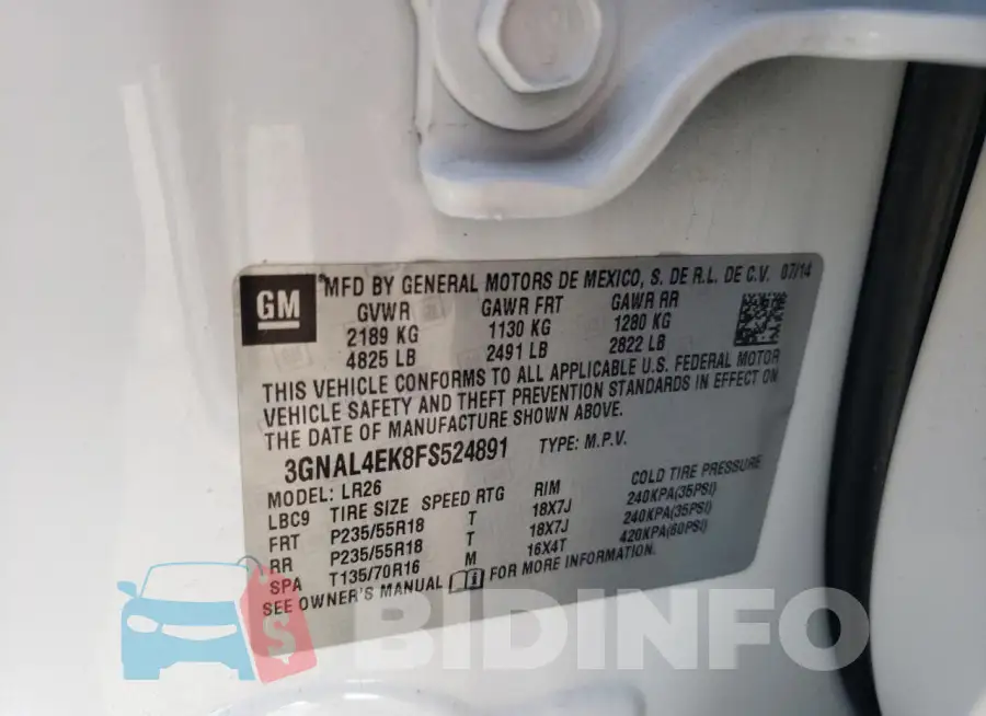 3GNAL4EK8FS524891 Photo# 12