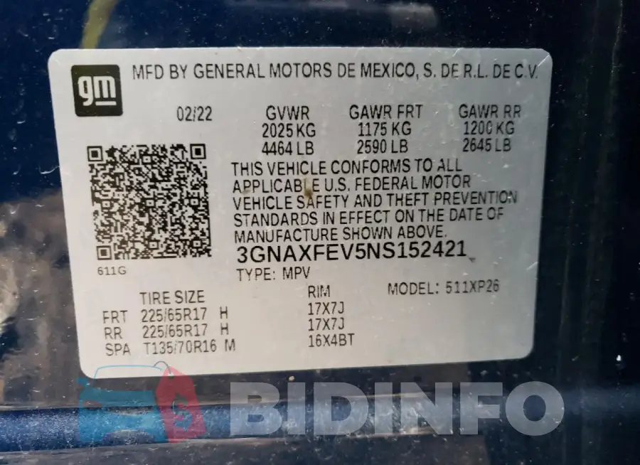 3GNAXFEV5NS152421 Photo# 14