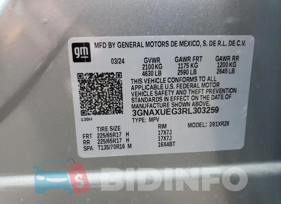 3GNAXUEG3RL303259 Photo# 13