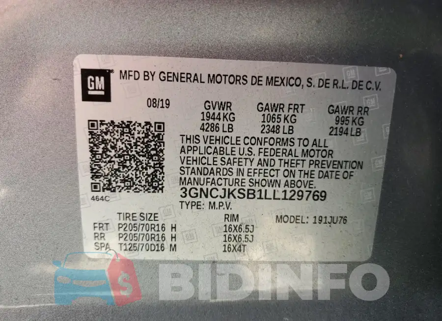 3GNCJKSB1LL129769 Photo# 12