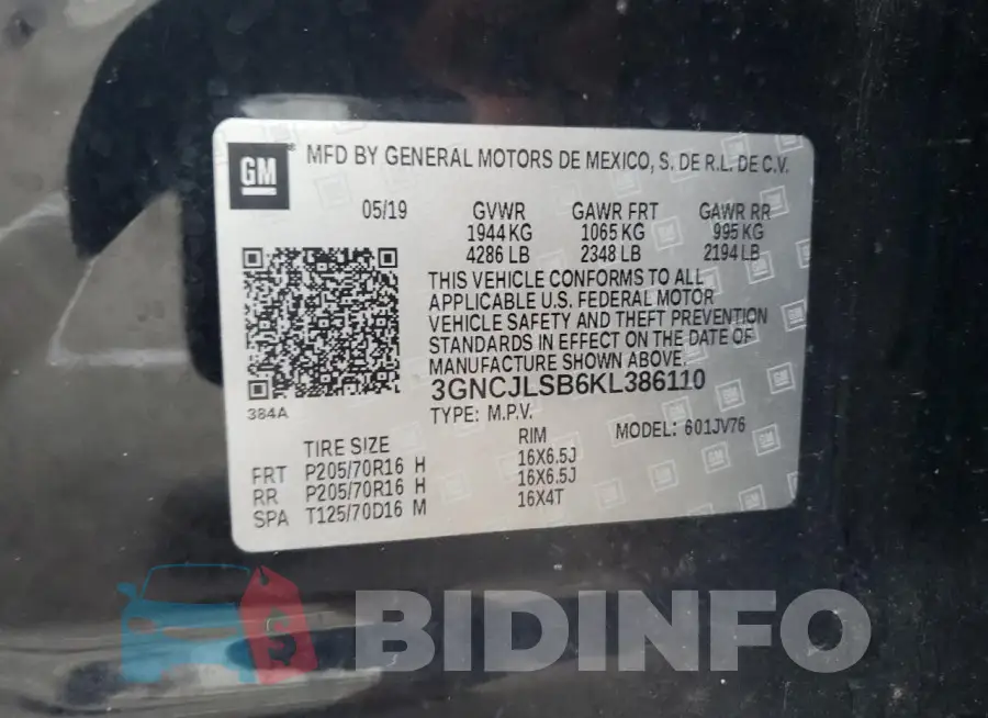 3GNCJLSB6KL386110 Photo# 13