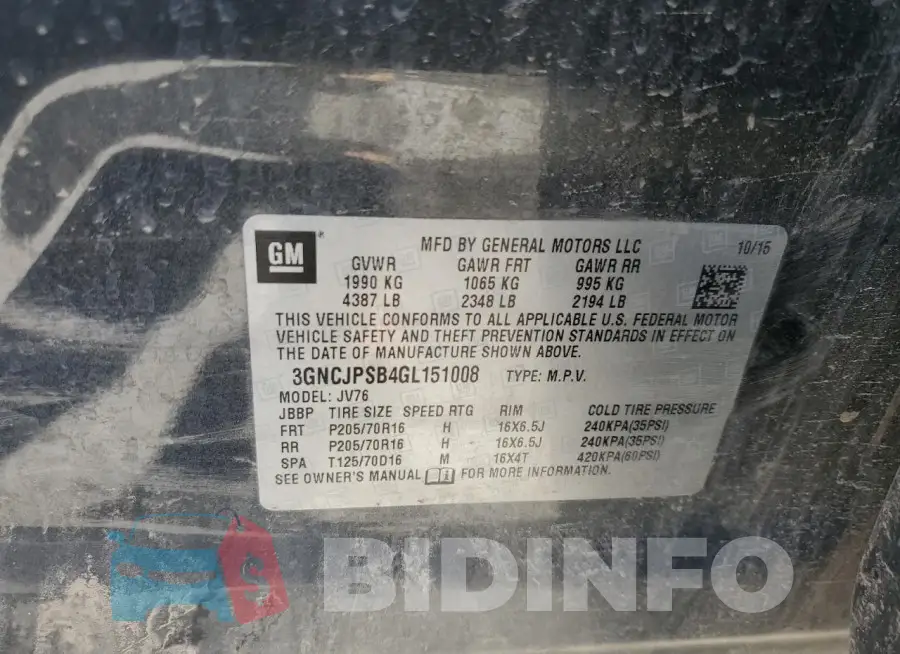 3GNCJPSB4GL151008 Photo# 14