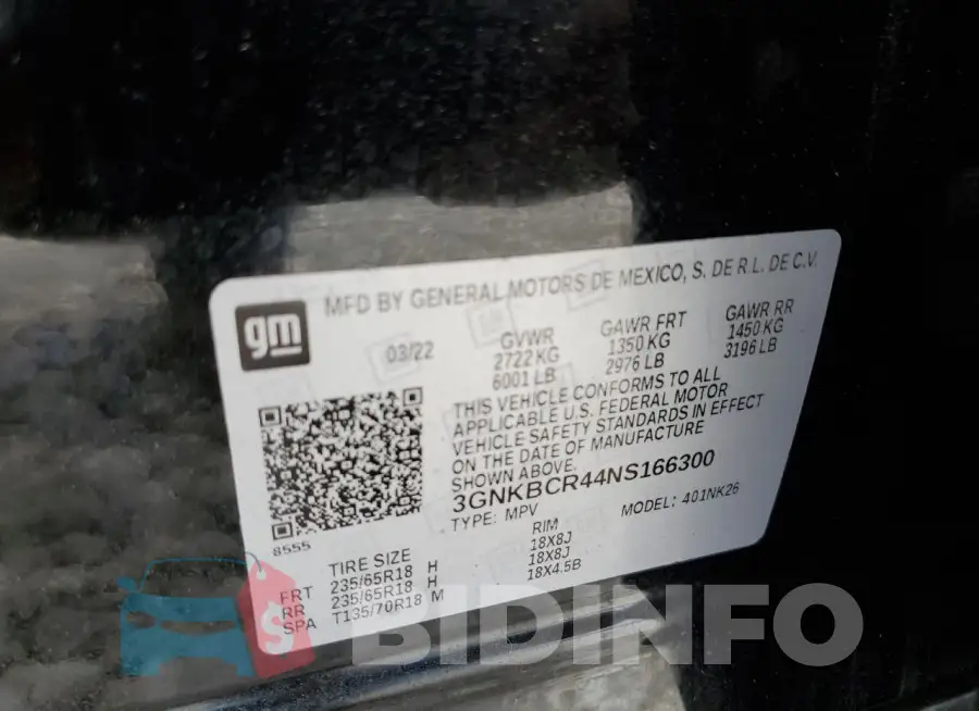 3GNKBCR44NS166300 Photo# 14
