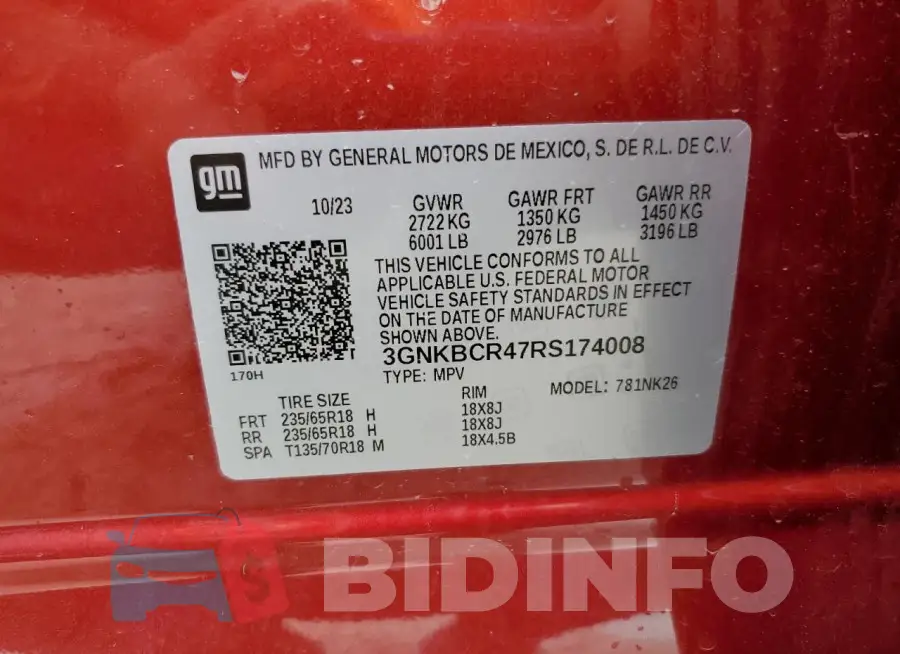 3GNKBCR47RS174008 Photo# 13