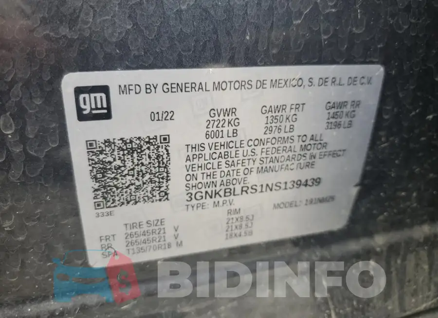 3GNKBLRS1NS139439 Photo# 13