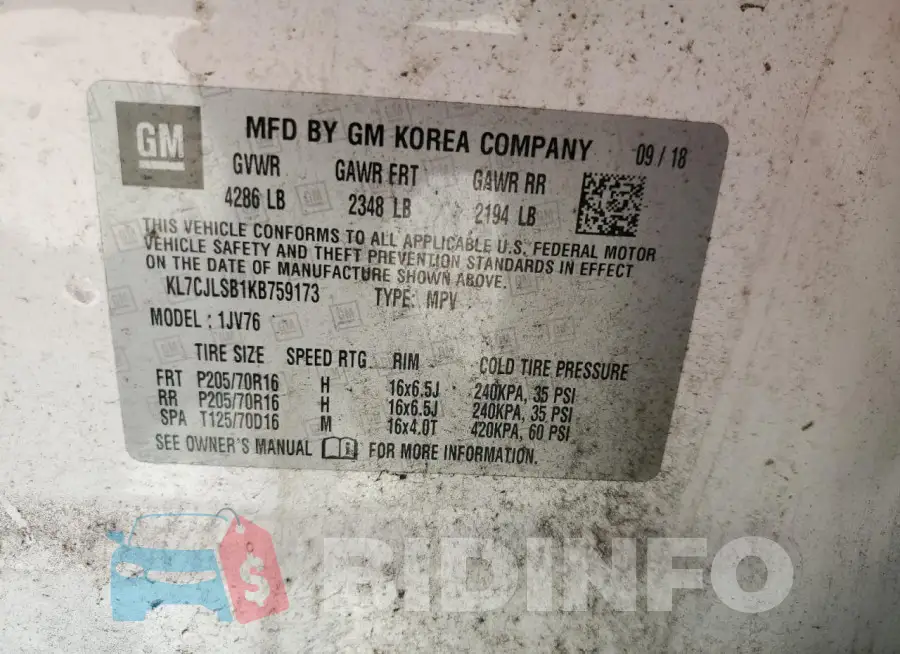 KL7CJLSB1KB759173 Photo# 14