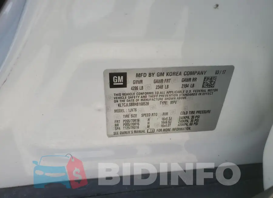 KL7CJLSB8HB168539 Photo# 14