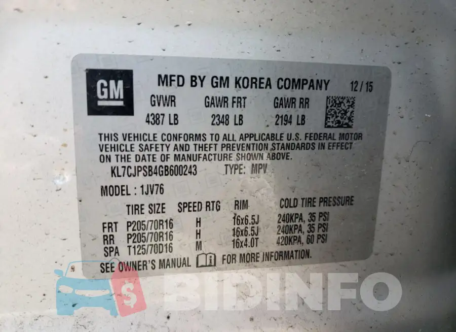KL7CJPSB4GB600243 Photo# 13