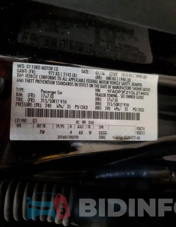 1FADP3F21GL274605 Photo# 12