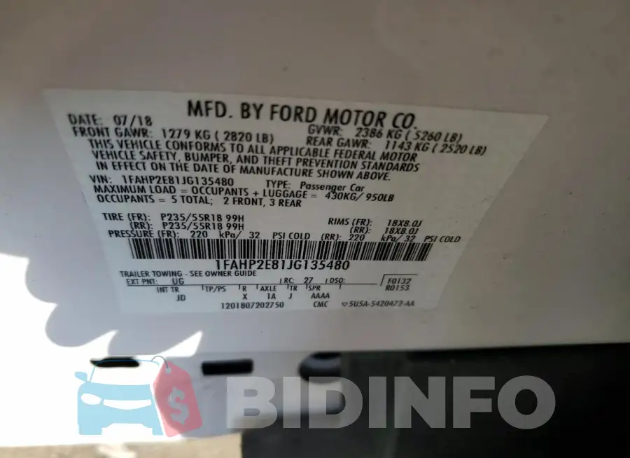 1FAHP2E81JG135480 Photo# 13