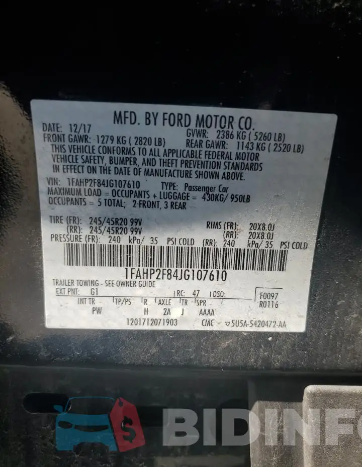1FAHP2F84JG107610 Photo# 13