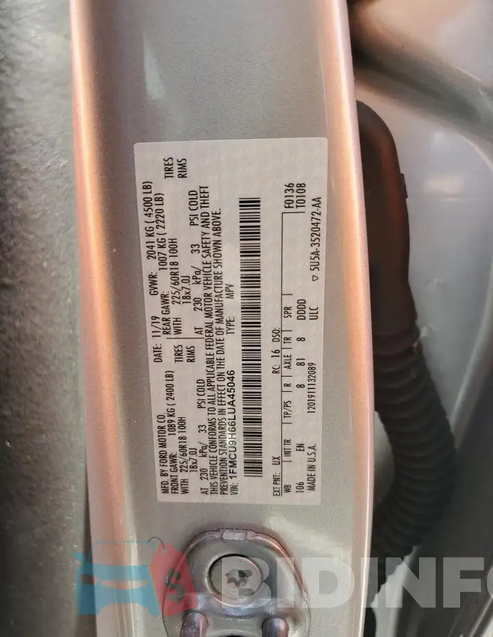 1FMCU9H66LUA45046 Photo# 13