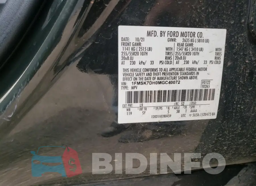 1FMSK7DH0MGC40072 Photo# 13