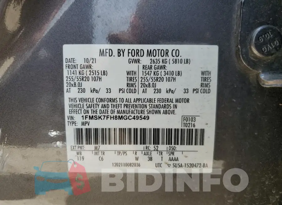 1FMSK7FH8MGC49549 Photo# 13