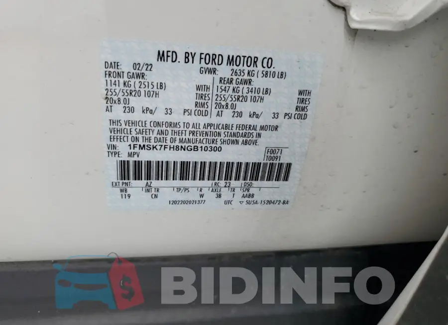 1FMSK7FH8NGB10300 Photo# 12