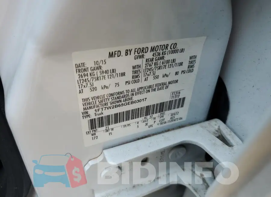 1FT7W2B65GEB03017 Photo# 13