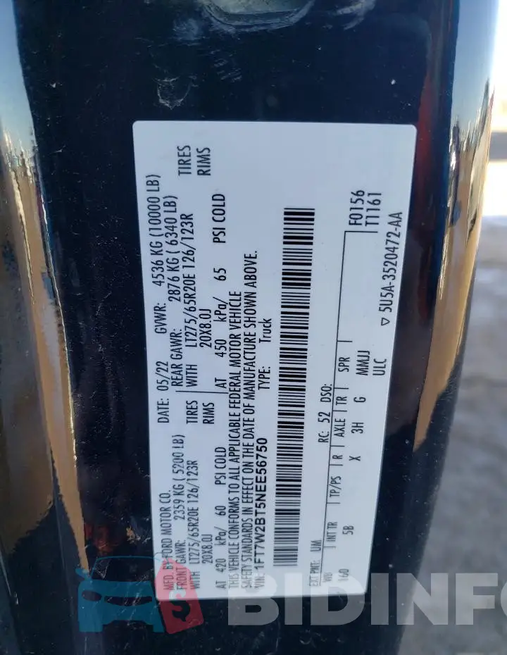 1FT7W2BT5NEE56750 Photo# 13