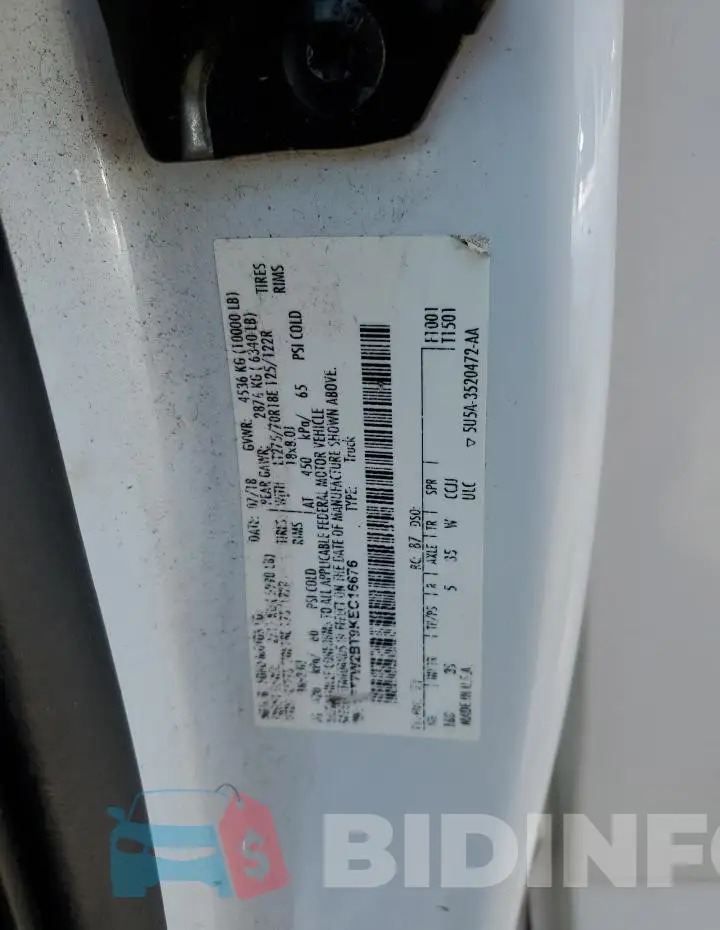 1FT7W2BT9KEC16676 Photo# 13