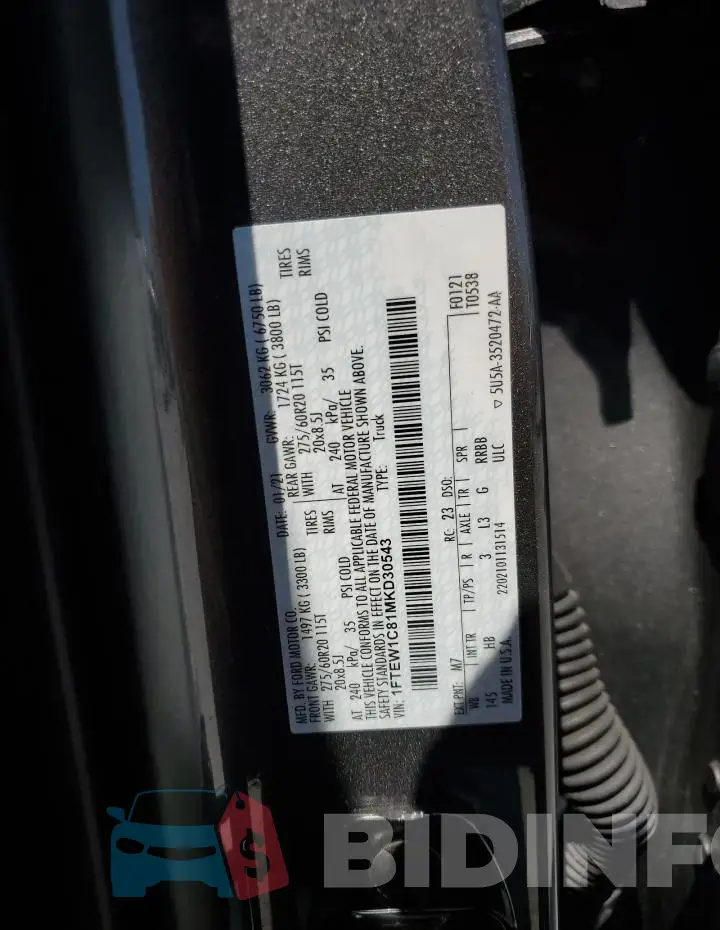 1FTEW1C81MKD30543 Photo# 12