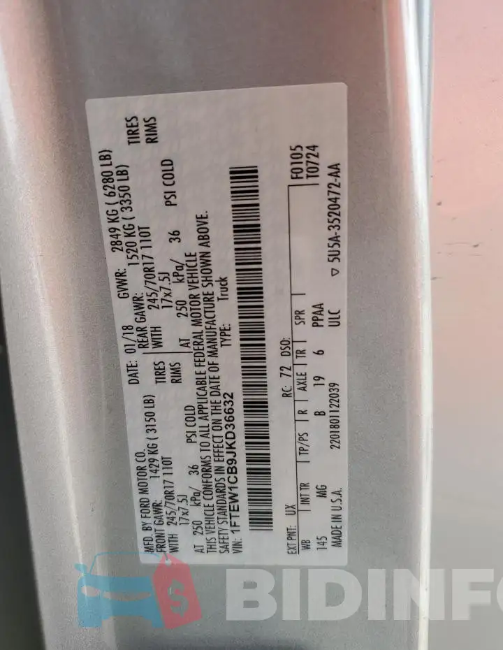 1FTEW1CB9JKD36632 Photo# 13