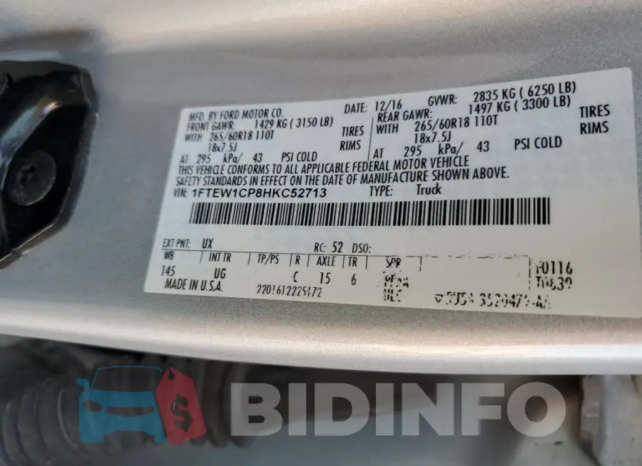 1FTEW1CP8HKC52713 Photo# 12